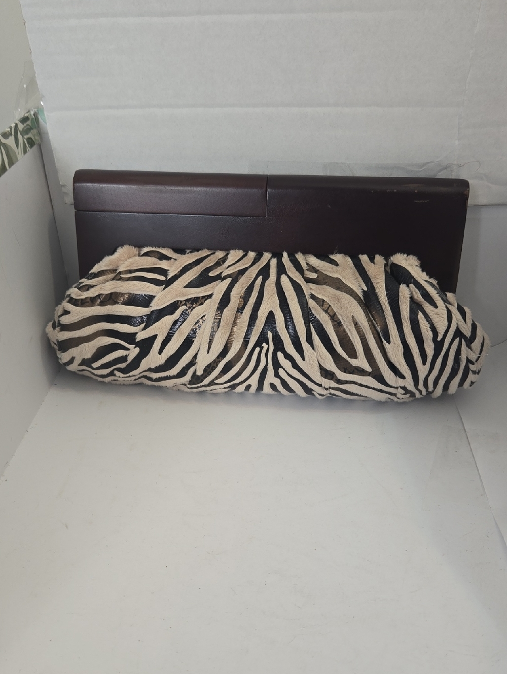 Lulu Townsend Zebra-Print Cluch - Black, Brown and Cream